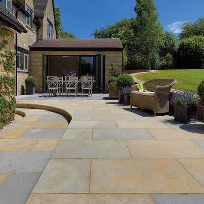 Pavestone Abbey (22mm Calibrated Sawn Edges) Natural Limestone Paving - Mixed Size Patio Pack - 15m² - JJ Building Materials