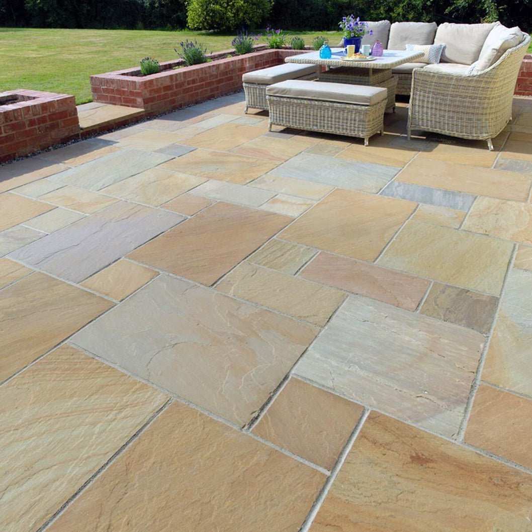 Pavestone Buff (22mm Calibrated) Natural Sandstone Paving - Mixed Size - JJ Building Materials