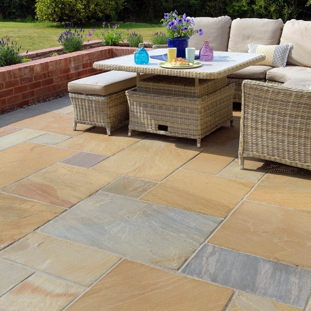Pavestone Buff (22mm Calibrated) Natural Sandstone Paving - Mixed Size - JJ Building Materials