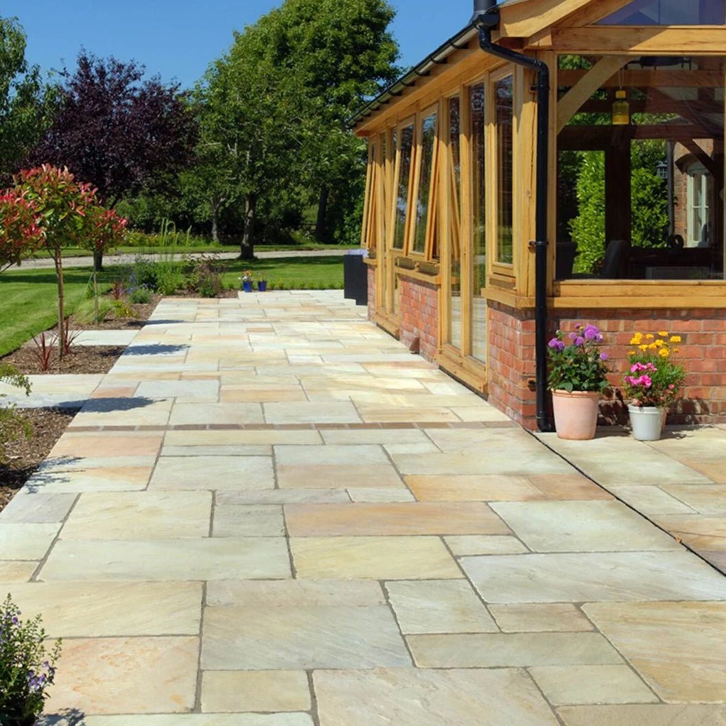 Pavestone Deanery (22mm Calibrated) Natural Sandstone Paving - Mixed Size Patio Pack - 15m² - JJ Building Materials