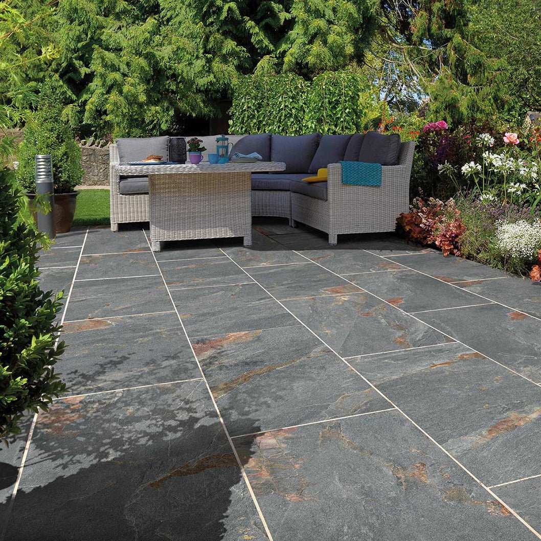 Pavestone Discovery Rusty Slate Porcelain Paving - 1200 x 600mm - JJ Building Materials