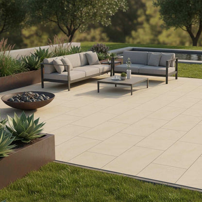Pavestone Essenza Beige Porcelain Paving - 600 x 600mm - JJ Building Materials