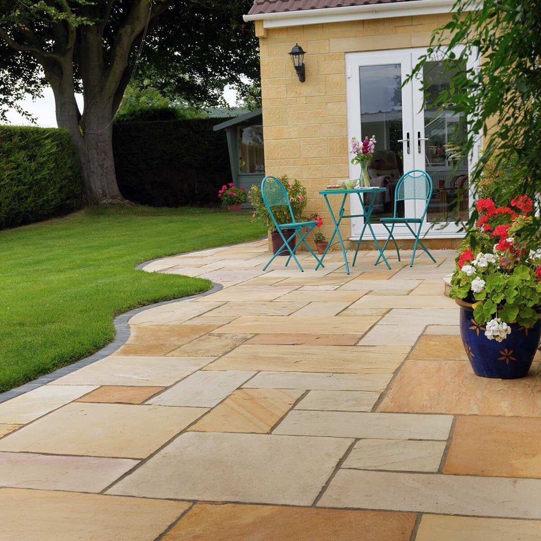 Pavestone Golden Fossil (22mm Calibrated) Natural Sandstone Paving - Mixed Size - JJ Building Materials