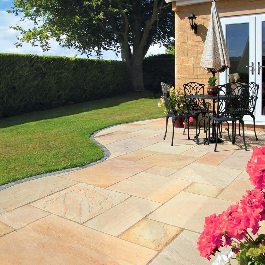 Pavestone Golden Fossil (22mm Calibrated) Natural Sandstone Paving - Mixed Size - JJ Building Materials