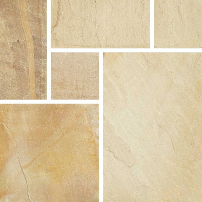 Pavestone Golden Fossil (22mm Calibrated) Natural Sandstone Paving - Mixed Size - JJ Building Materials
