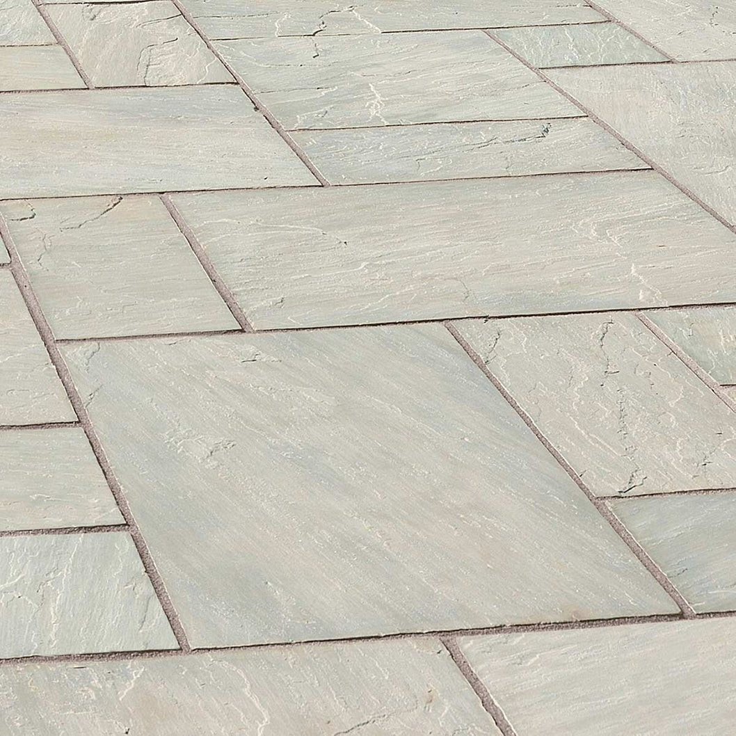 Pavestone Light Grey (20mm Calibrated) Natural Sandstone Paving - Mixed Size - JJ Building Materials