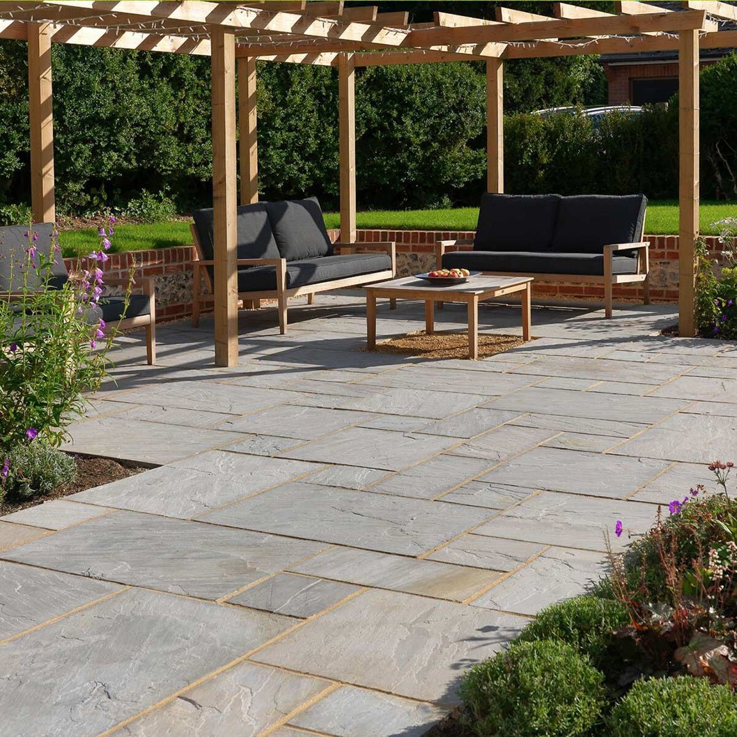 Pavestone Light Grey (20mm Calibrated) Natural Sandstone Paving - Mixed Size - JJ Building Materials