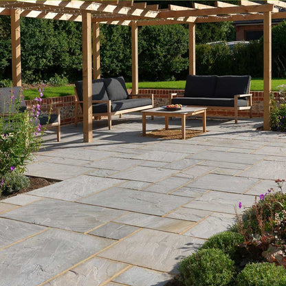 Pavestone Light Grey (20mm Calibrated) Natural Sandstone Paving - Mixed Size - JJ Building Materials