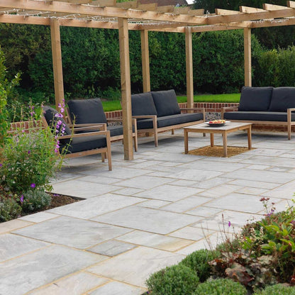 Pavestone Light Grey (20mm Calibrated) Natural Sandstone Paving - Mixed Size - JJ Building Materials