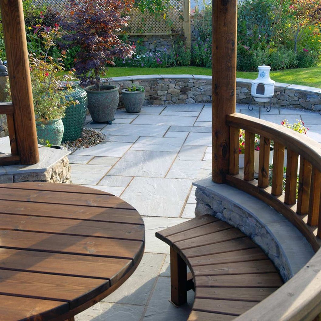Pavestone Light Grey Natural Sandstone Paving 18mm Calibrated - Mixed Size - JJ Building Materials