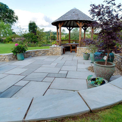 Pavestone Light Grey Natural Sandstone Paving 18mm Calibrated - Mixed Size - JJ Building Materials