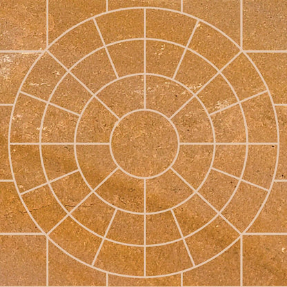 Pavestone Modak Natural Sandstone Circle Feature - Centre 600 Qty 1 Ring 1 1500 Qty 8 Ring 2 2400 Qty 16 - JJ Building Materials