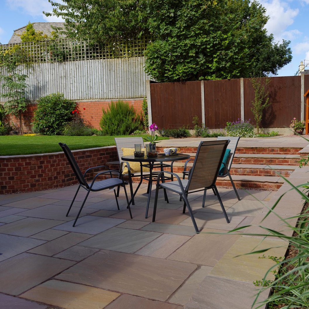Pavestone Oxford 22mm Calibrated (25 - 40mm 1200x600 only) Natural Sandstone Paving - Mixed Size Patio Pack - 15m² - JJ Building Materials