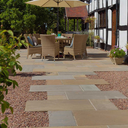 Pavestone Raj Blend Natural Sandstone Paving 18mm Calibrated - Mixed Size - JJ Building Materials