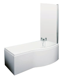 Nui Shower Baths 1500mm B Shaped Right Hand Bath Set Contemporary White Acrylic,aluminium