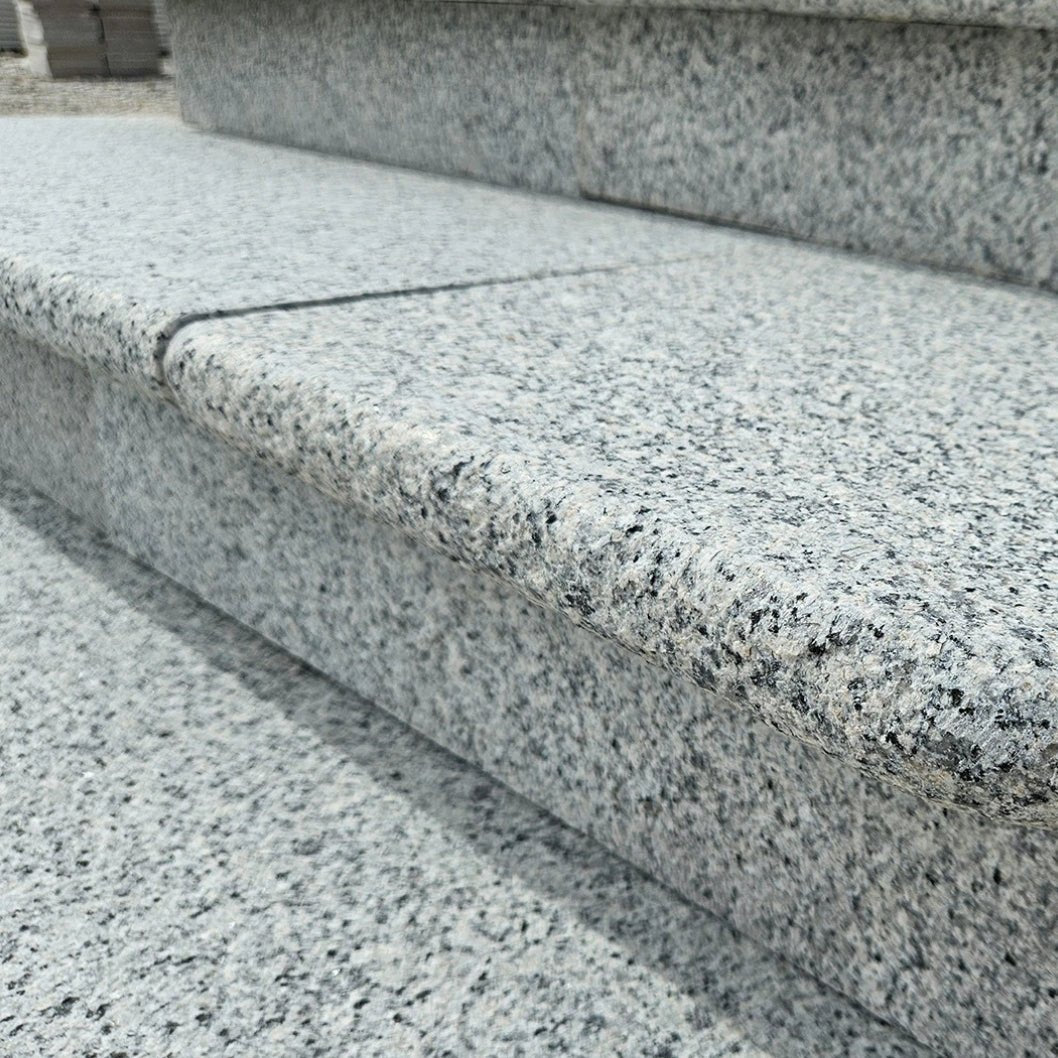 Polished Silver 40mm Granite - Bullnose Step Corners - Flamed - 400mm x 40mm - JJ Building Materials