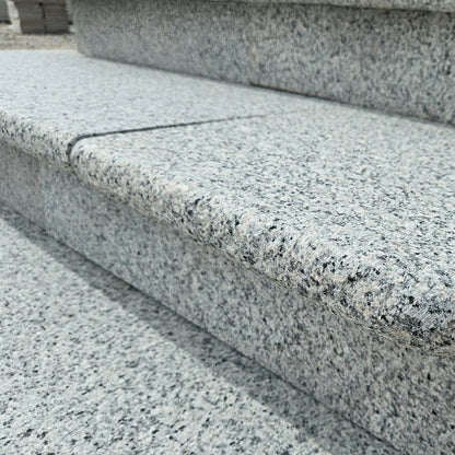 Polished Silver 40mm Granite - Bullnose Step Corners - Flamed - 400mm x 40mm - JJ Building Materials