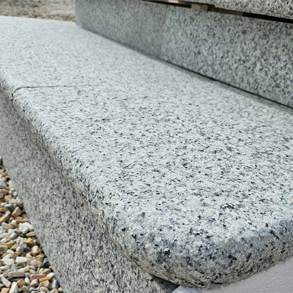 Polished Silver 40mm Granite - Bullnose Step Corners - Flamed - 400mm x 40mm - JJ Building Materials