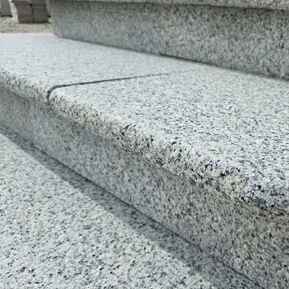 Polished Silver 40mm Granite - Bullnose Step Corners - Flamed - 400mm x 40mm - JJ Building Materials