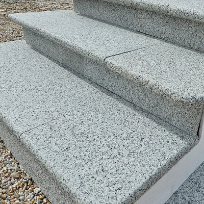 Polished Silver 40mm Granite - Bullnose Step Corners - Flamed - 400mm x 40mm - JJ Building Materials