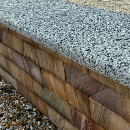 Polished Silver 40mm Granite Paving Slabs - Bullnose Steps - Flamed - 900mm x 400mm - JJ Building Materials