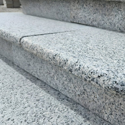 Polished Silver 40mm Granite Paving Slabs - Bullnose Steps - Flamed - 900mm x 400mm - JJ Building Materials