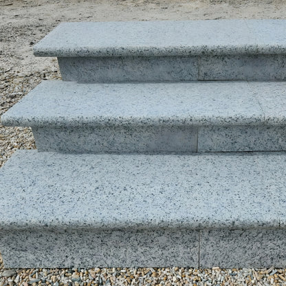 Polished Silver 40mm Granite Paving Slabs - Bullnose Steps - Flamed - 900mm x 400mm