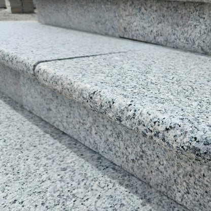 Polished Silver 40mm Granite Paving Slabs - Bullnose Steps - Flamed - 900mm x 400mm