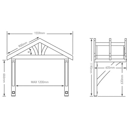 Richard Burbidge Apex Porch Canopy 1200 - JJ Building Materials