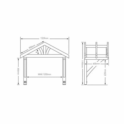 Richard Burbidge Apex Porch Canopy 1200 - JJ Building Materials