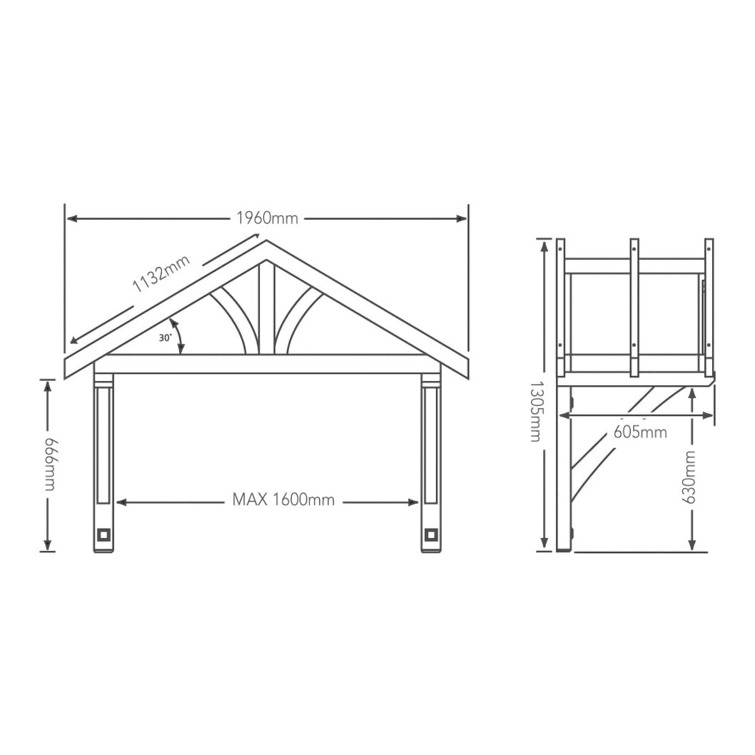 Richard Burbidge Apex Porch Canopy 1600 - JJ Building Materials