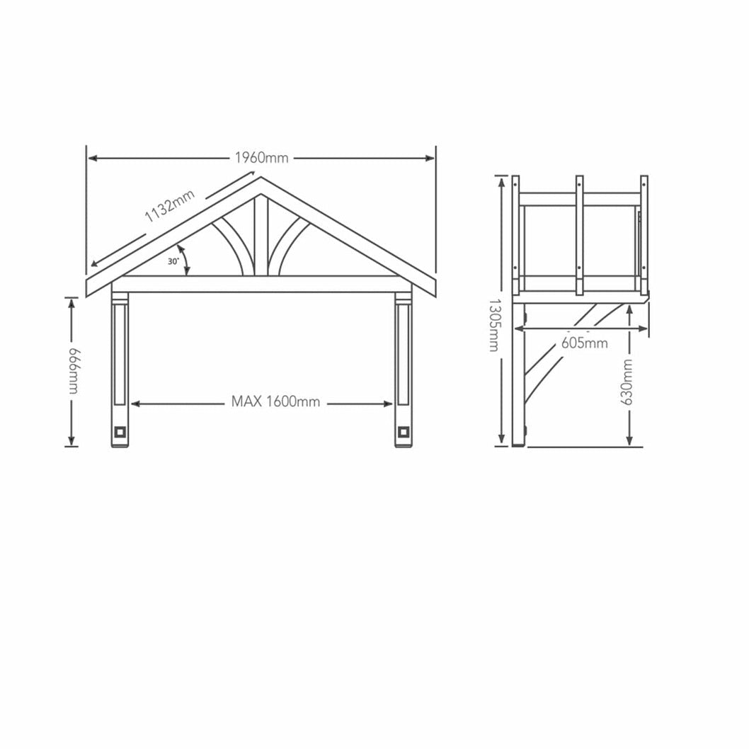 Richard Burbidge Apex Porch Canopy 1600 - JJ Building Materials
