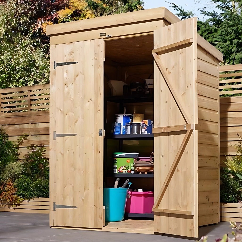 Rowlinson 4x4 Shiplap Pent Garden Shed Double Door - JJ Building Materials