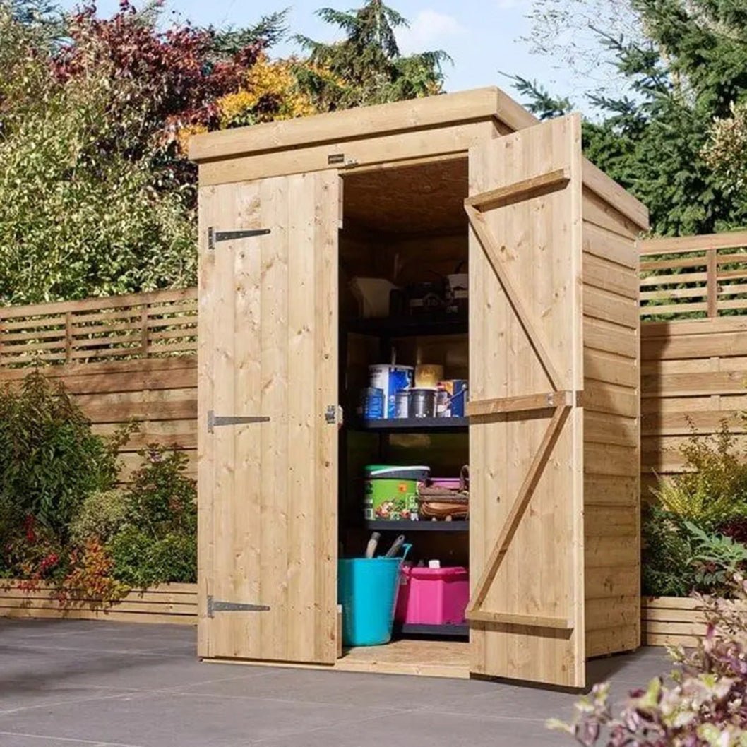 Rowlinson 4x4 Shiplap Pent Garden Shed Double Door - JJ Building Materials