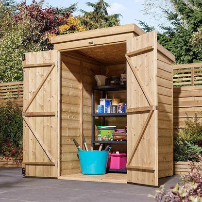 Rowlinson 4x4 Shiplap Pent Garden Shed Double Door - JJ Building Materials