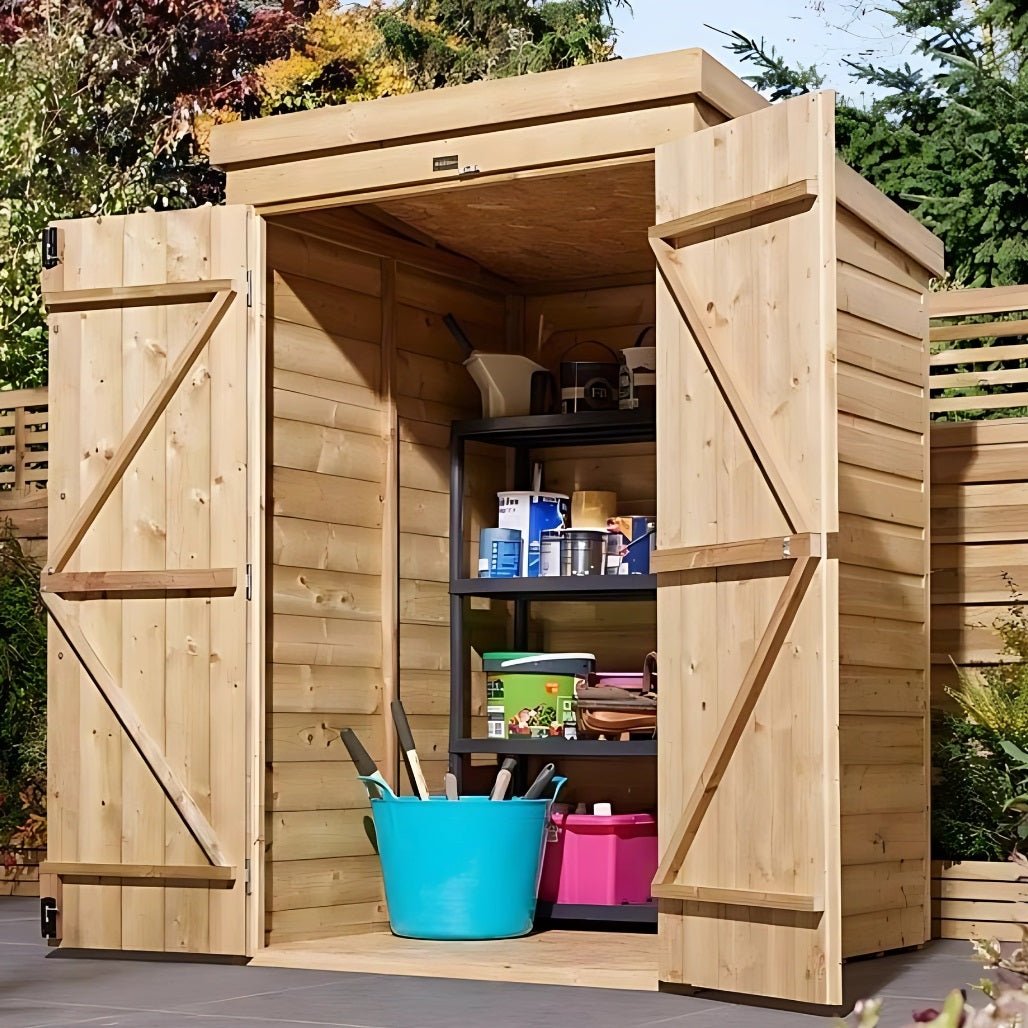 Rowlinson 4x4 Shiplap Pent Garden Shed Double Door - JJ Building Materials