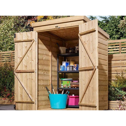 Rowlinson 4x4 Shiplap Pent Garden Shed Double Door - JJ Building Materials