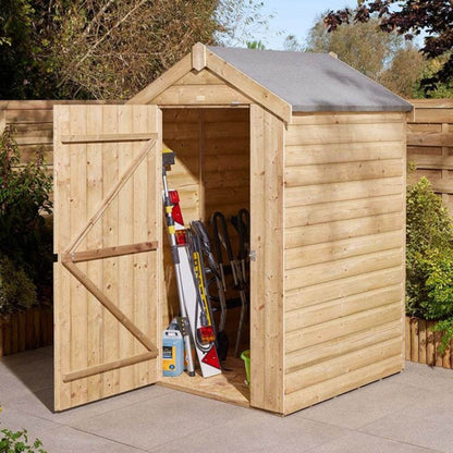 Rowlinson 4x4ft Shiplap Apex Garden Shed Single Door - JJ Building Materials