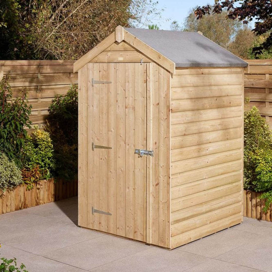 Rowlinson 4x4ft Shiplap Apex Garden Shed Single Door - JJ Building Materials