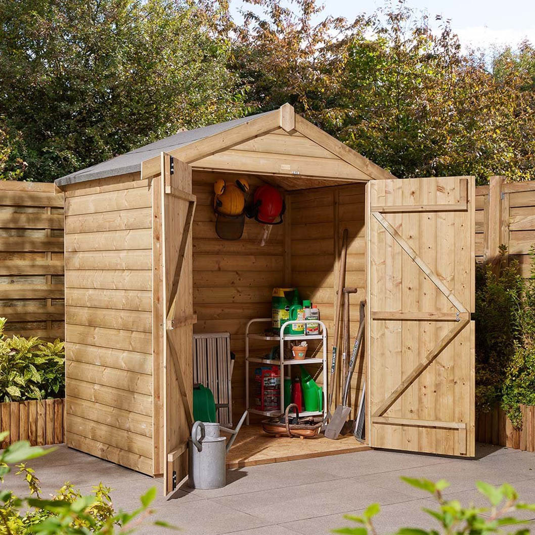 Rowlinson 4x6ft Shiplap Apex Garden Shed Double Door - JJ Building Materials