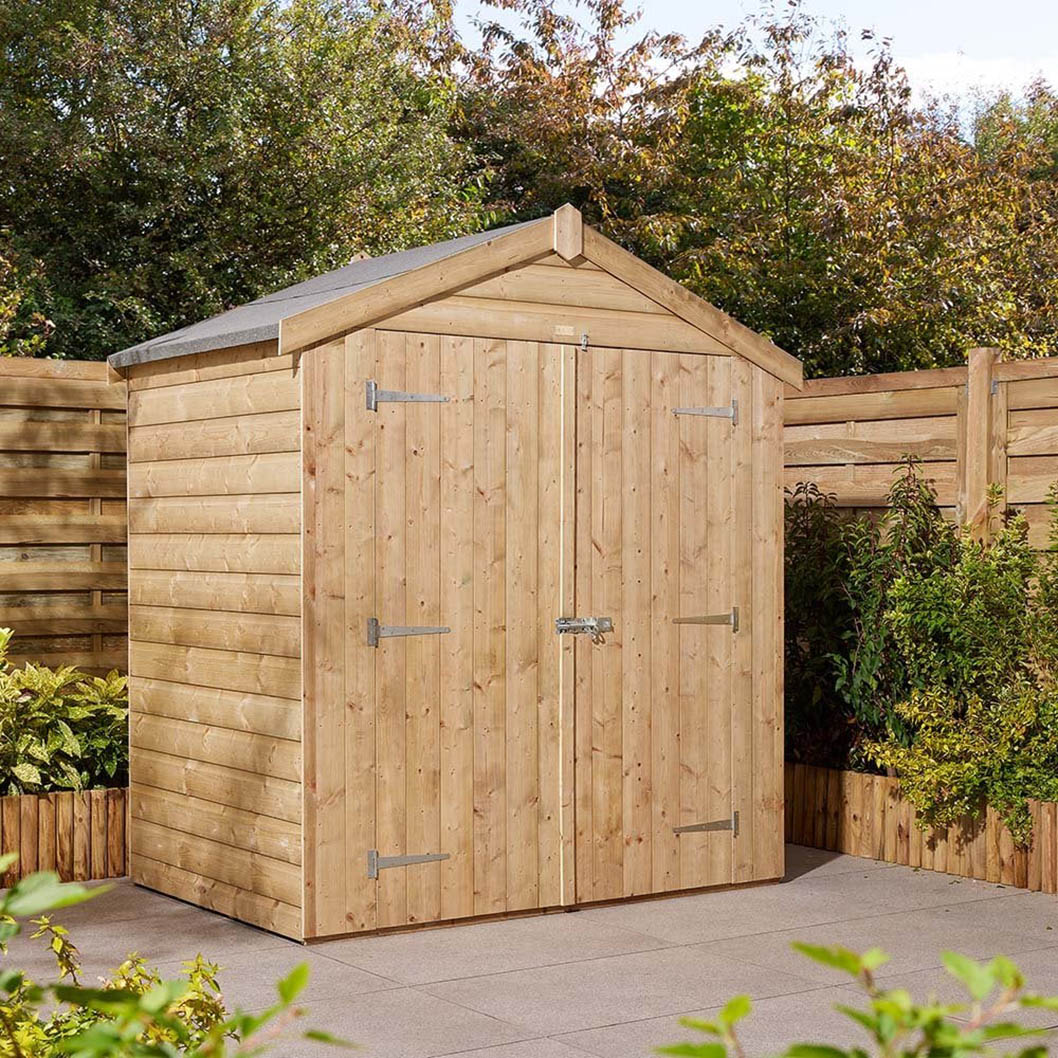 Rowlinson 4x6ft Shiplap Apex Garden Shed Double Door - JJ Building Materials