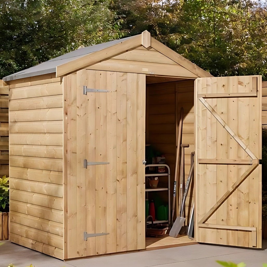 Rowlinson 4x6ft Shiplap Apex Garden Shed Double Door - JJ Building Materials
