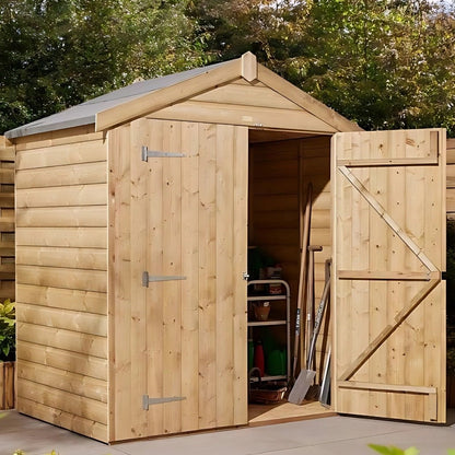 Rowlinson 4x6ft Shiplap Apex Garden Shed Double Door - JJ Building Materials