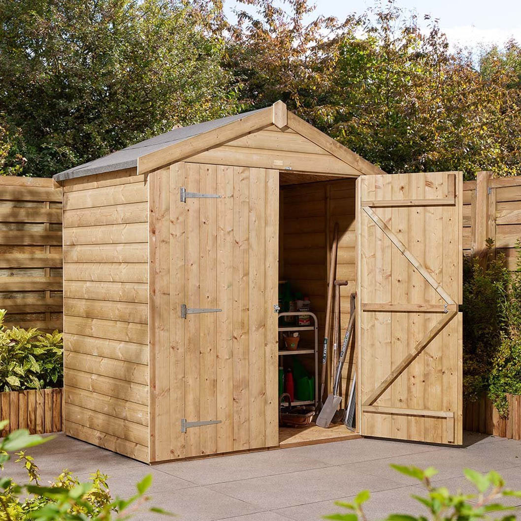 Rowlinson 4x6ft Shiplap Apex Garden Shed Double Door - JJ Building Materials