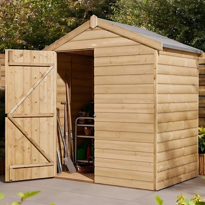 Rowlinson 4x6ft Shiplap Apex Garden Shed Single Door