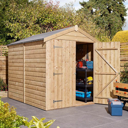 Rowlinson 8x6ft Shiplap Apex Garden Shed Double Door - JJ Building Materials