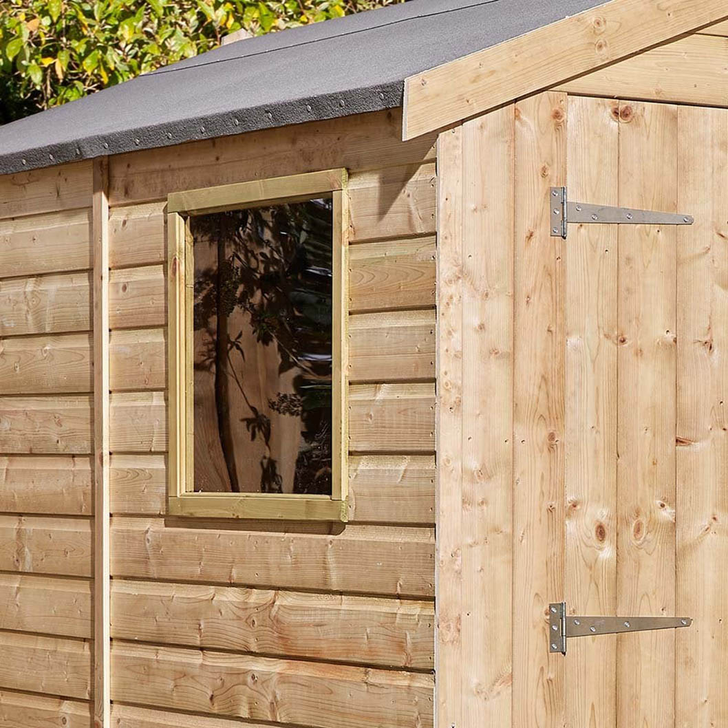 Rowlinson 8x6ft Shiplap Apex Garden Shed Double Door with Window - JJ Building Materials