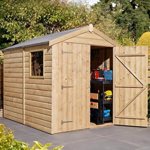Rowlinson 8x6ft Shiplap Apex Garden Shed Double Door with Window - JJ Building Materials