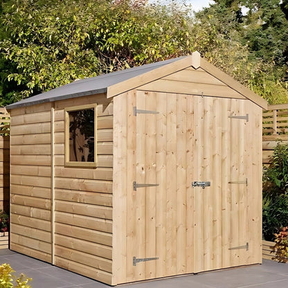 Rowlinson 8x6ft Shiplap Apex Garden Shed Double Door with Window - JJ Building Materials