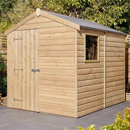 Rowlinson 8x6ft Shiplap Apex Garden Shed Single Door with Window - JJ Building Materials